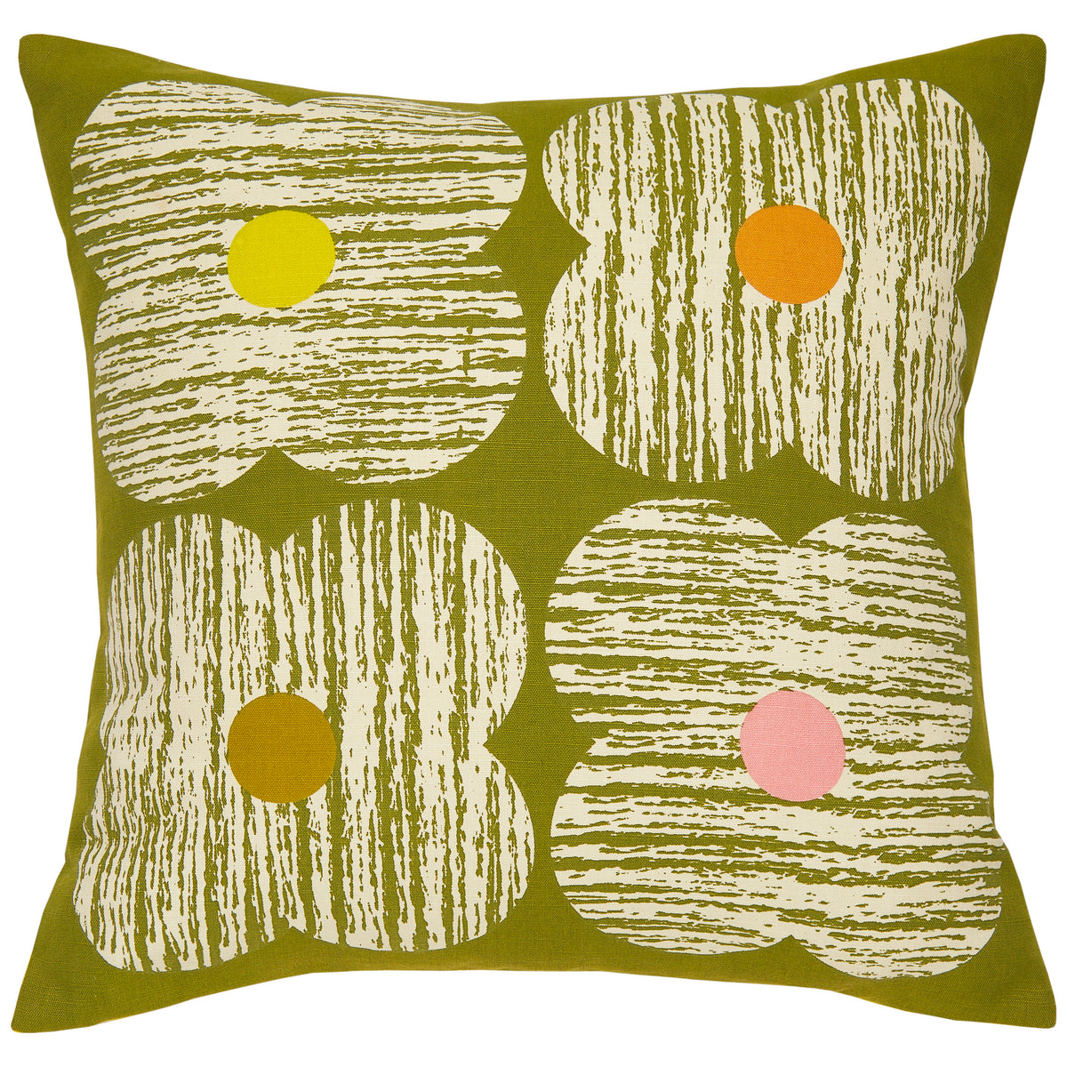 Orla Kiely Textured Flower Filled Cushion 45cm x 45cm Moss