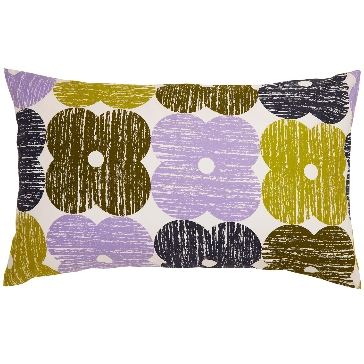 Orla Kiely Textured Flower Pair of Housewife Pillowcases Lilac Moss