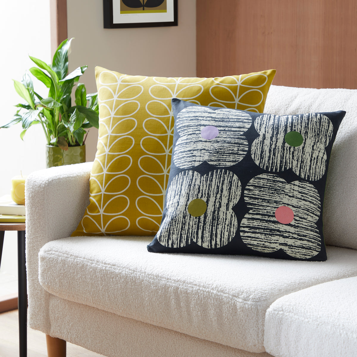 Orla Kiely Textured Flower Filled Cushion 45cm x 45cm Slate