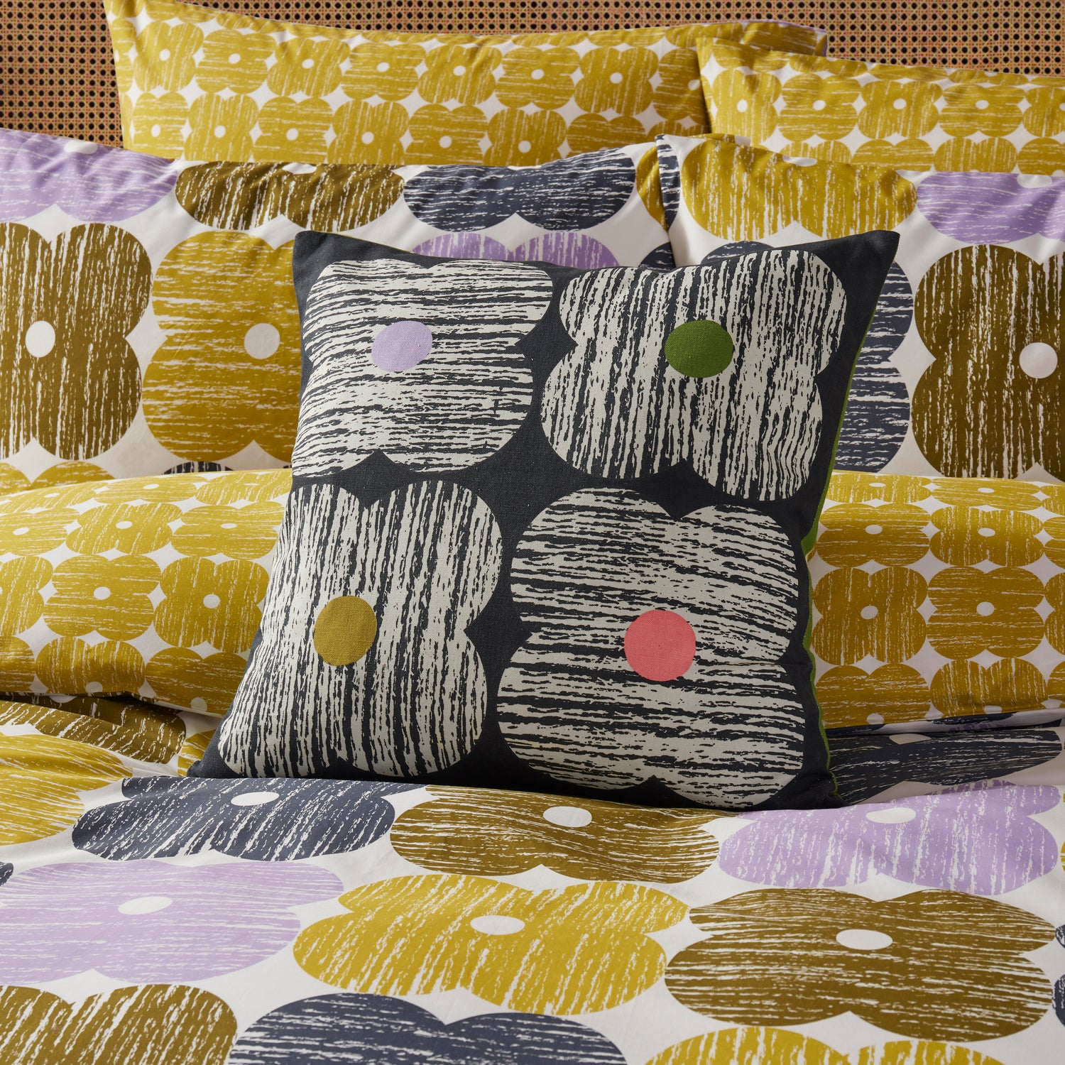 Orla Kiely Textured Flower Filled Cushion 45cm x 45cm Slate