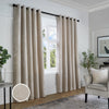 Curtina Textured Chenille Ready Made Blackout Eyelet Curtains Natural