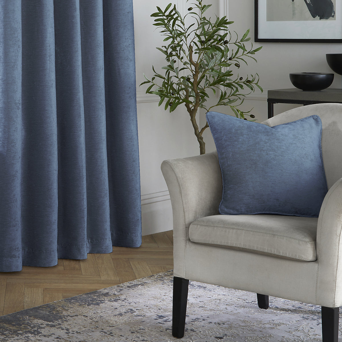 Curtina Textured Chenille Filled Cushion 43cm x 43cm Navy