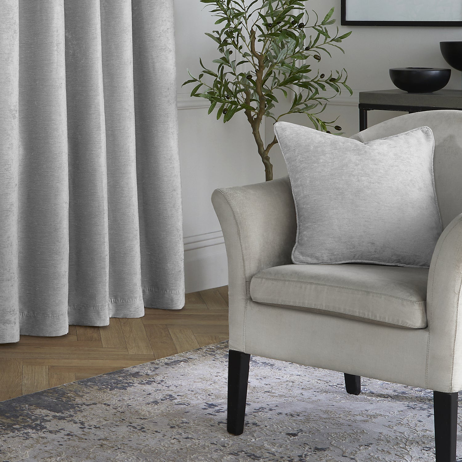 Curtina Textured Chenille Filled Cushion 43cm x 43cm Grey