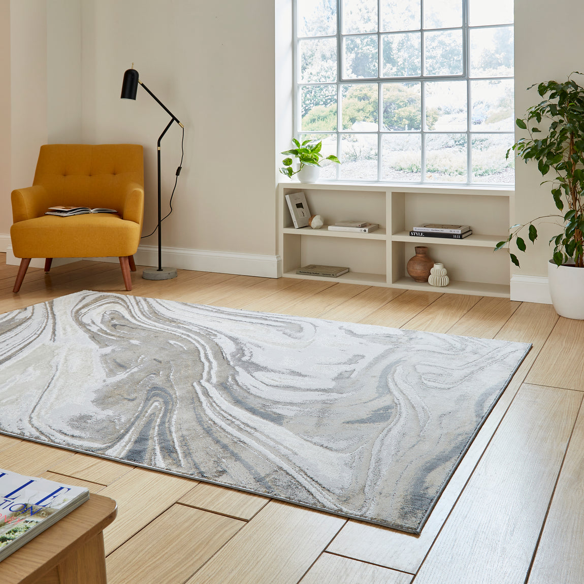 Tidal TL841 Metallic Effect Yarn Rug Silver