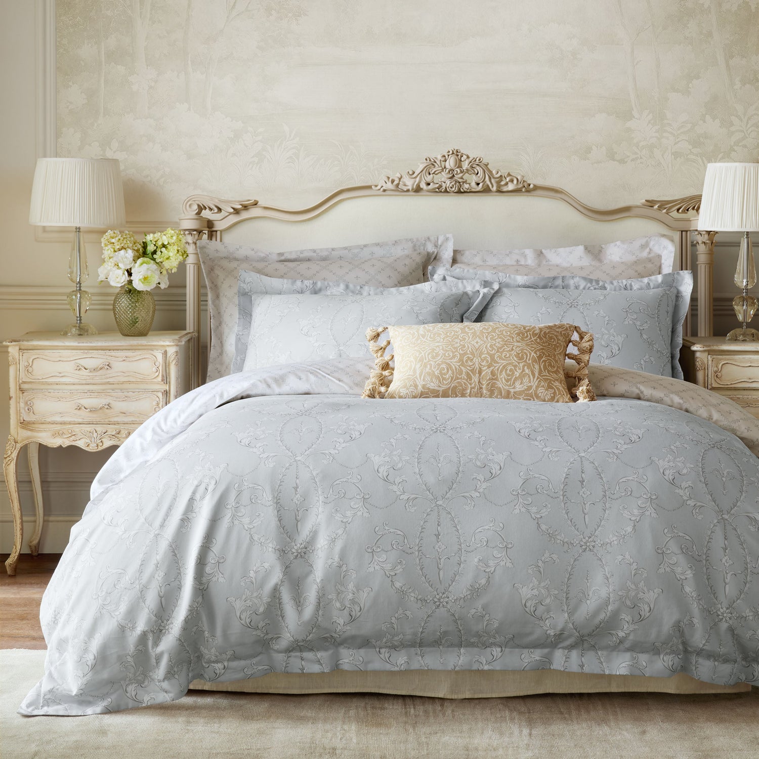 Historic Royal Palaces Tijou Duvet Cover Bedding Set Porcelain Blue