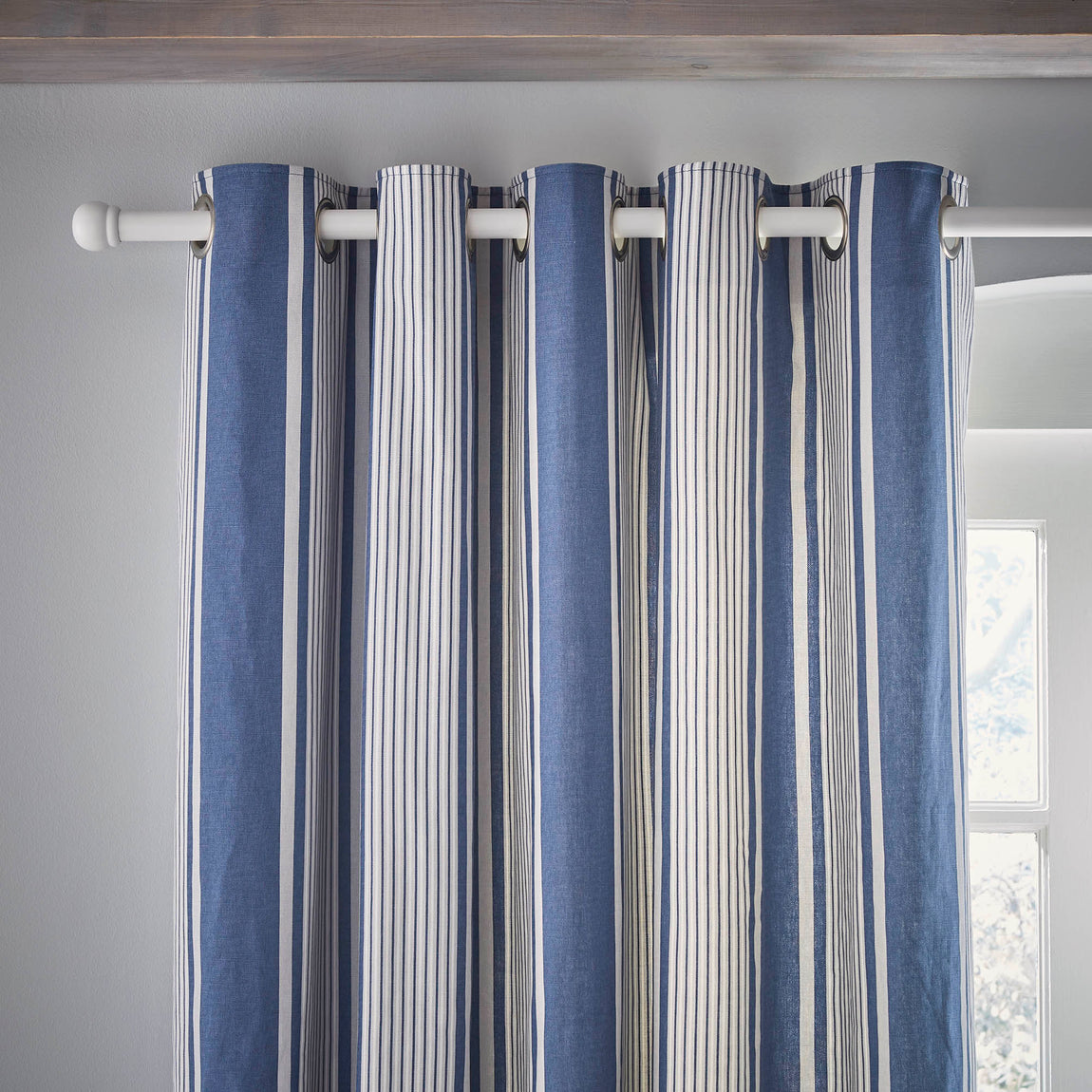 Laura Ashley Tiverton Ready Made Eyelet Curtains Denim