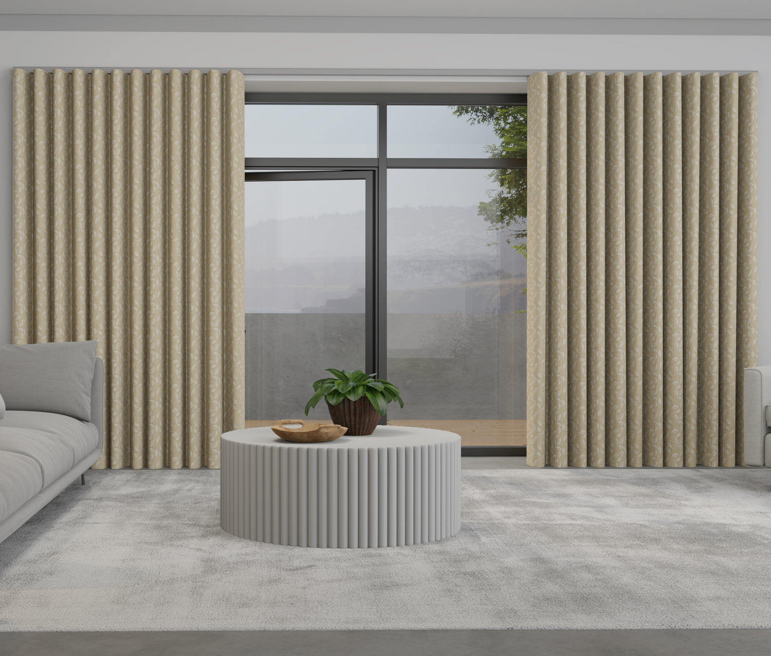 Leaf Vine Made to Measure Wave Curtain + FREE Track Gold