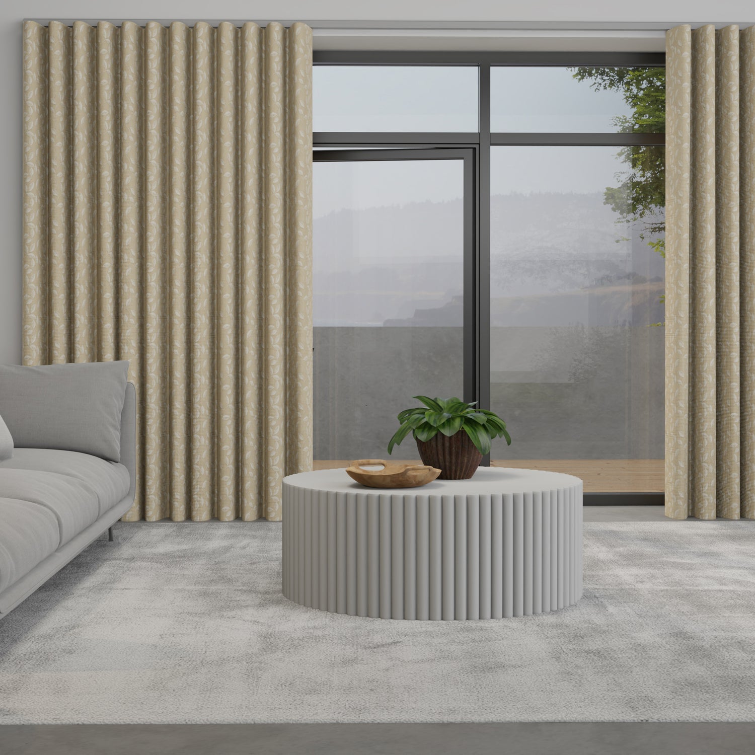 Leaf Vine Made to Measure Wave Curtain + FREE Track Gold