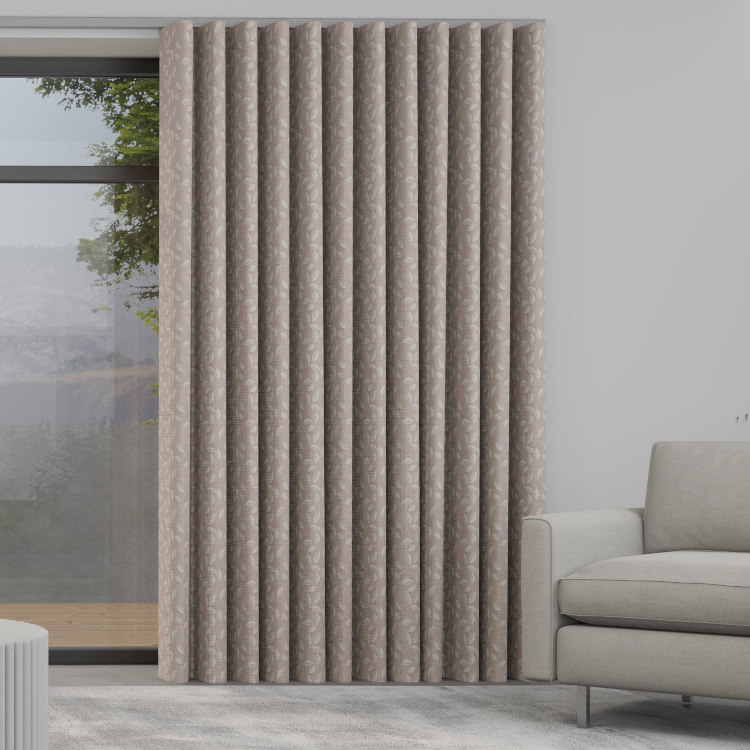 Leaf Vine Made to Measure Wave Curtain + FREE Track Orchid