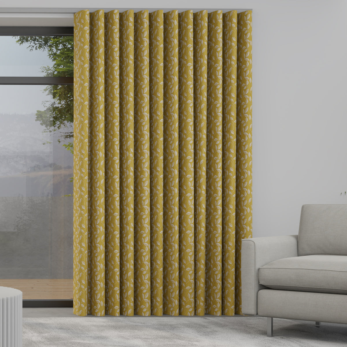 Leaf Vine Made to Measure Wave Curtain + FREE Track Sunflower