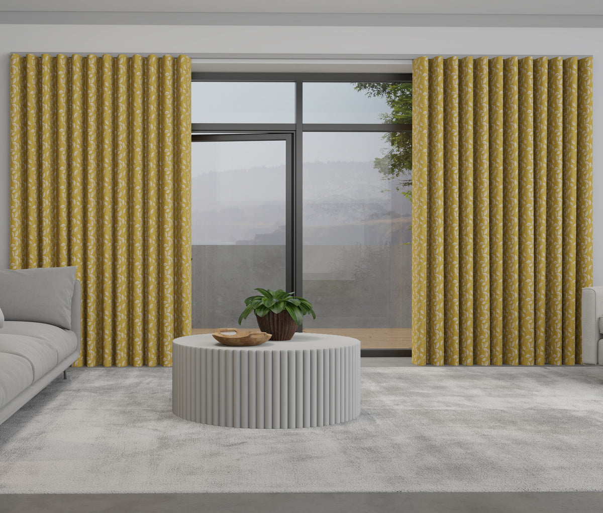 Leaf Vine Made to Measure Wave Curtain + FREE Track Sunflower