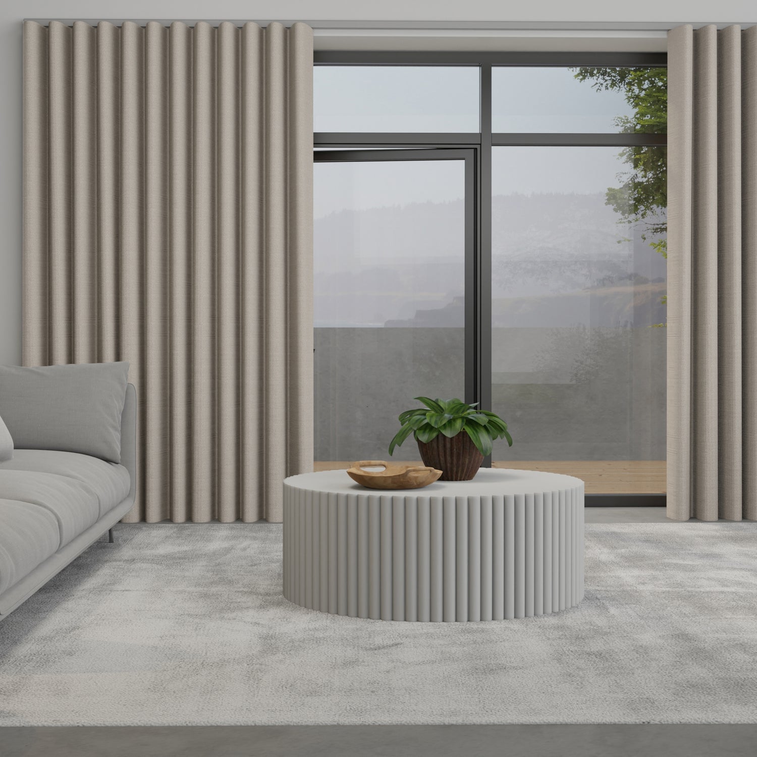 Toma Made to Measure Wave Curtain + FREE Track Taupe