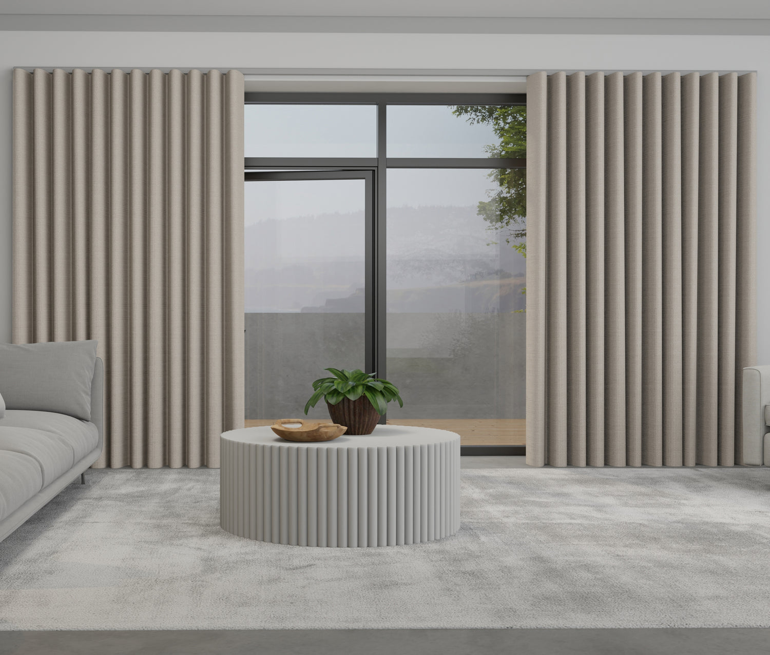 Toma Made to Measure Wave Curtain + FREE Track Taupe
