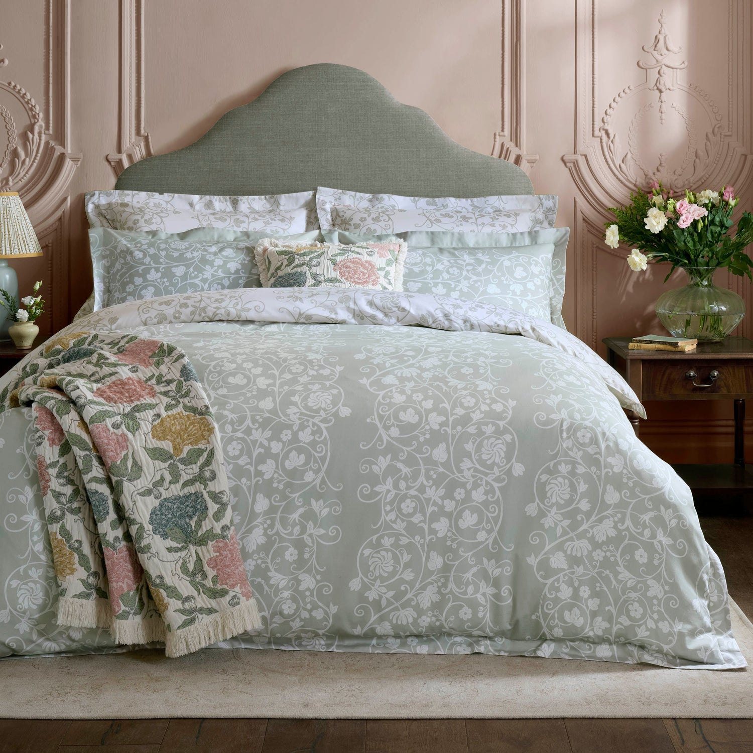 Historic Royal Palaces Tudor Trail Duvet Cover Bedding Set Sage