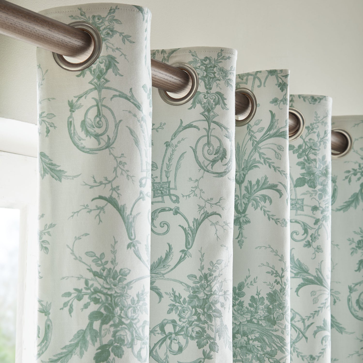 Laura Ashley Tuileries Ready Made Eyelet Blackout Curtains Dark Sage