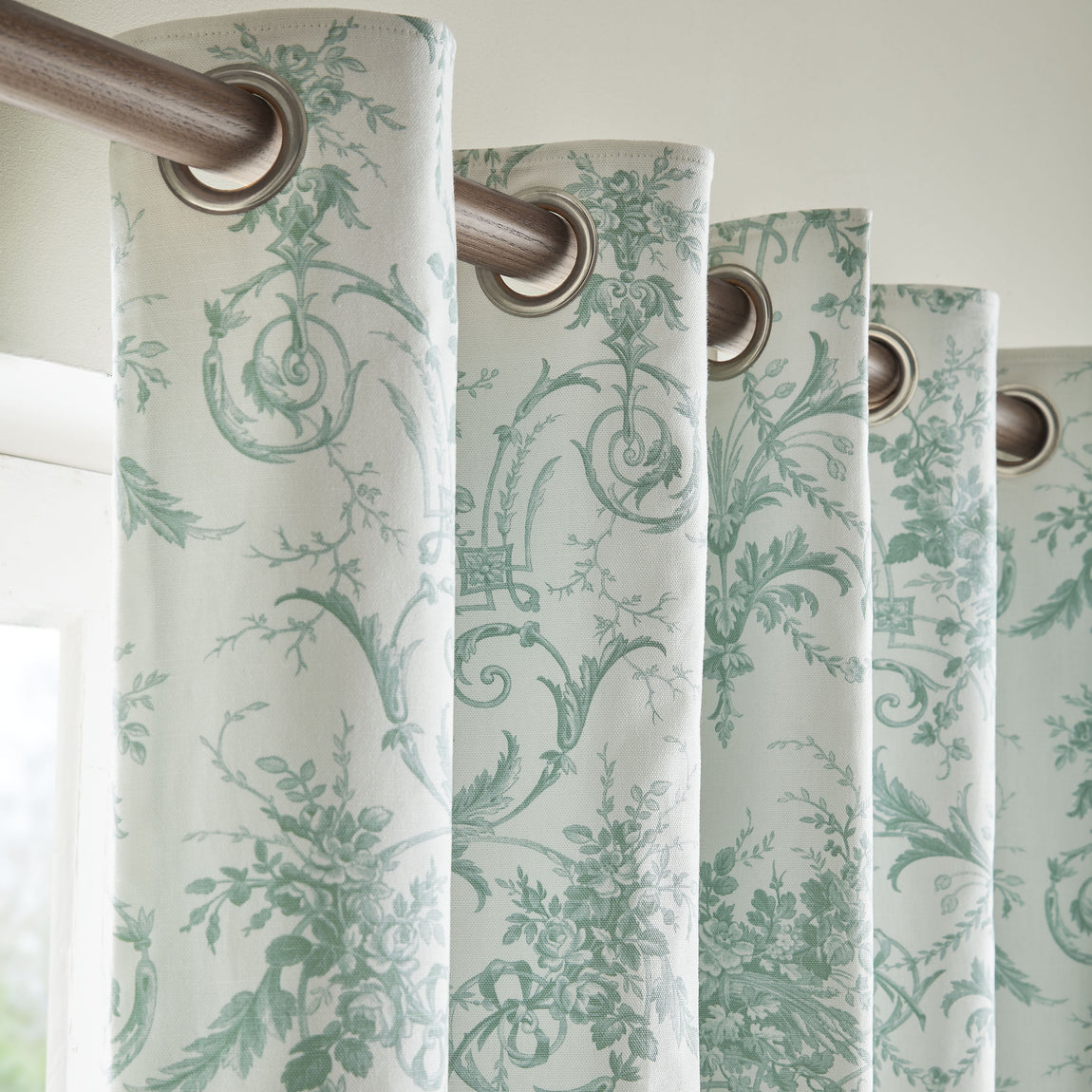 Laura Ashley Tuileries Ready Made Eyelet Blackout Curtains Dark Sage