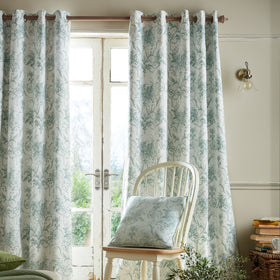 Laura Ashley Tuileries Ready Made Eyelet Blackout Curtains Dark Sage