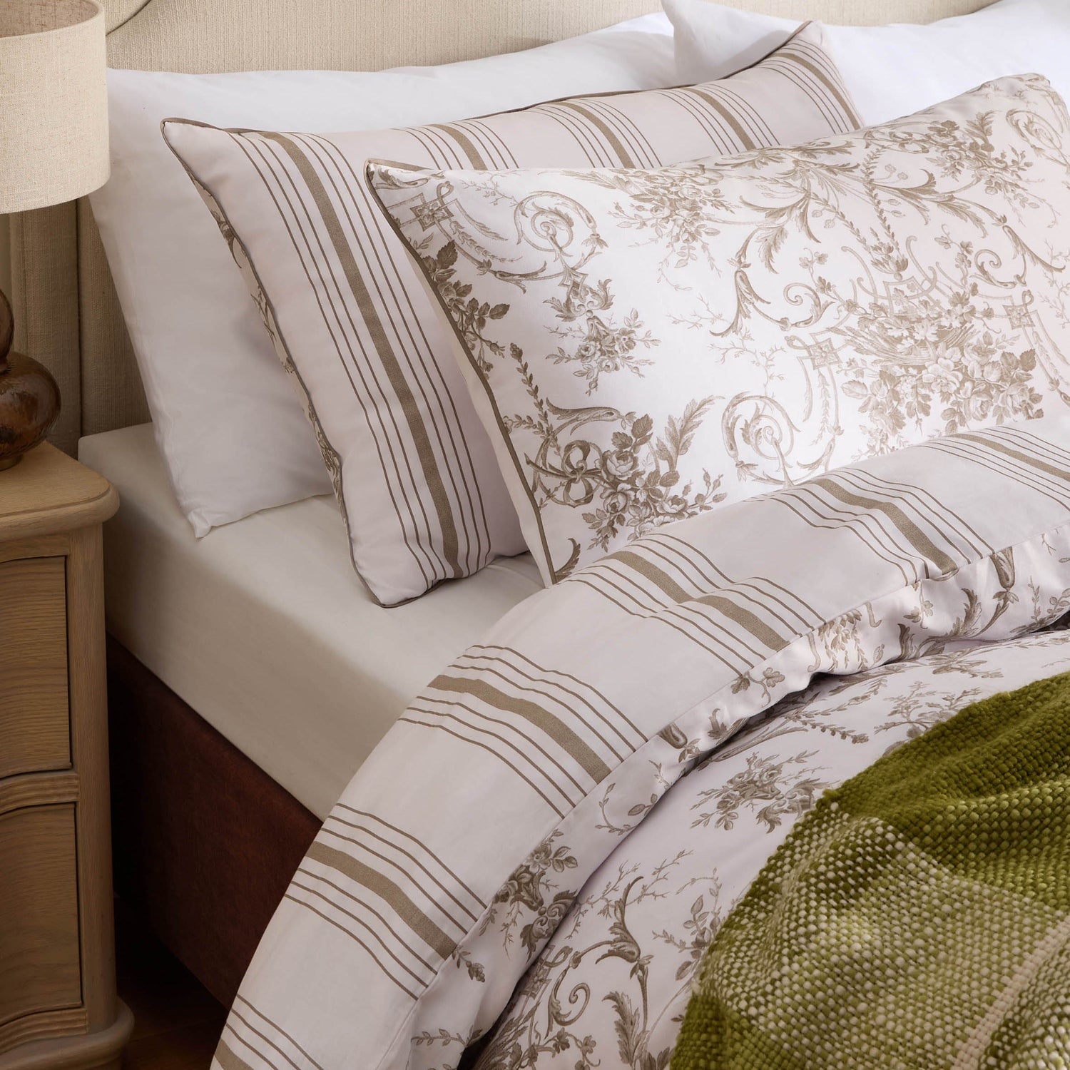 Laura Ashley Tuileries Pair of Housewife Pillowcases Dark Truffle