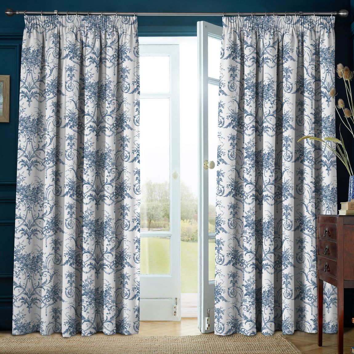 Laura Ashley Tuileries Ready Made Blackout Curtains Midnight