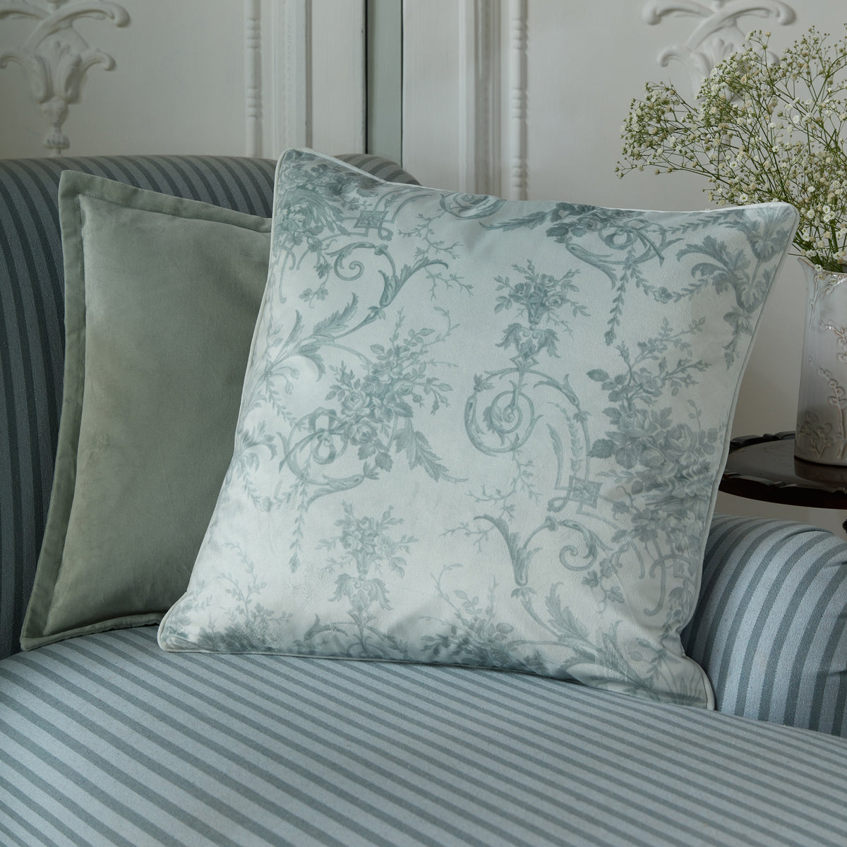 Laura Ashley Tuileries 50cm x 50cm Filled Cushion Sage