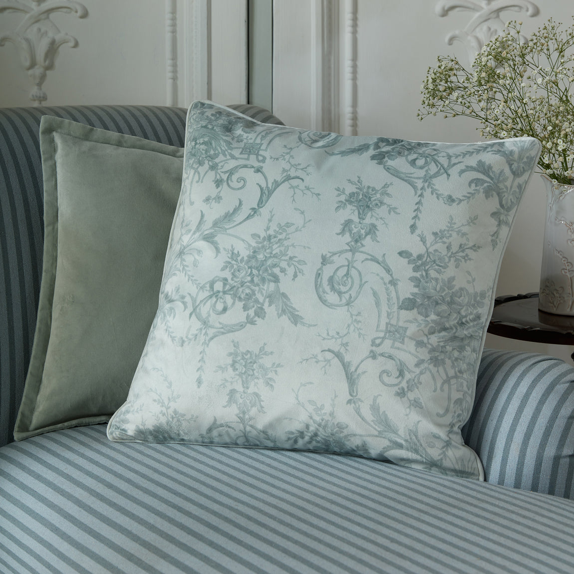 Laura Ashley Tuileries 50cm x 50cm Filled Cushion Sage