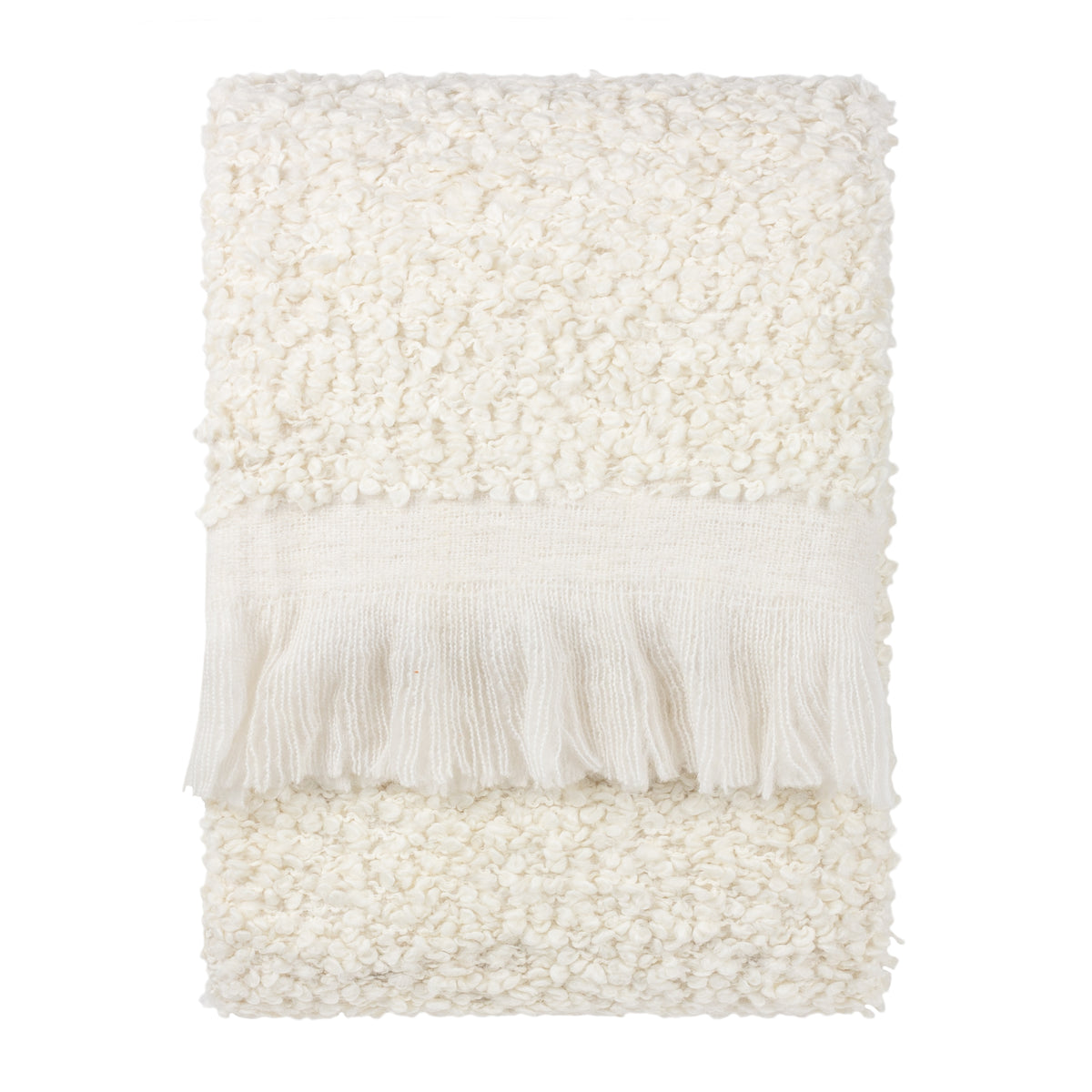 Ulsmere Boucle Fringed Throw 130cm x 180cm Ecru