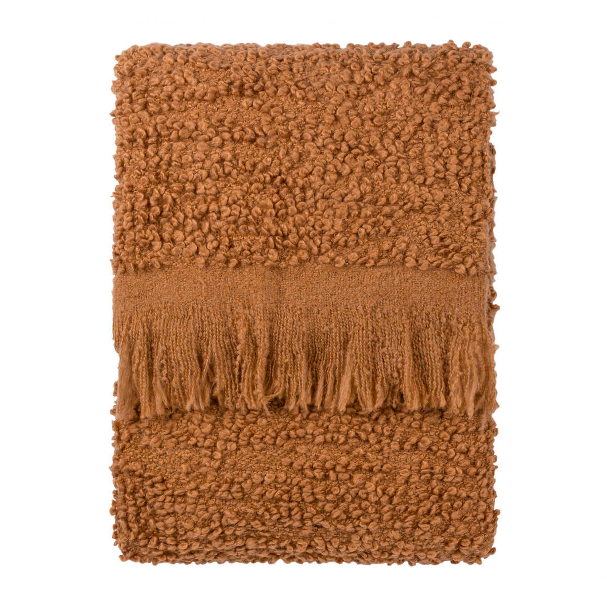 Ulsmere Boucle Fringed Throw 130cm x 180cm Ginger