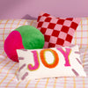 Heya Home Unity Cotton Velvet 40cm x 40cm Filled Cushion Green Pink