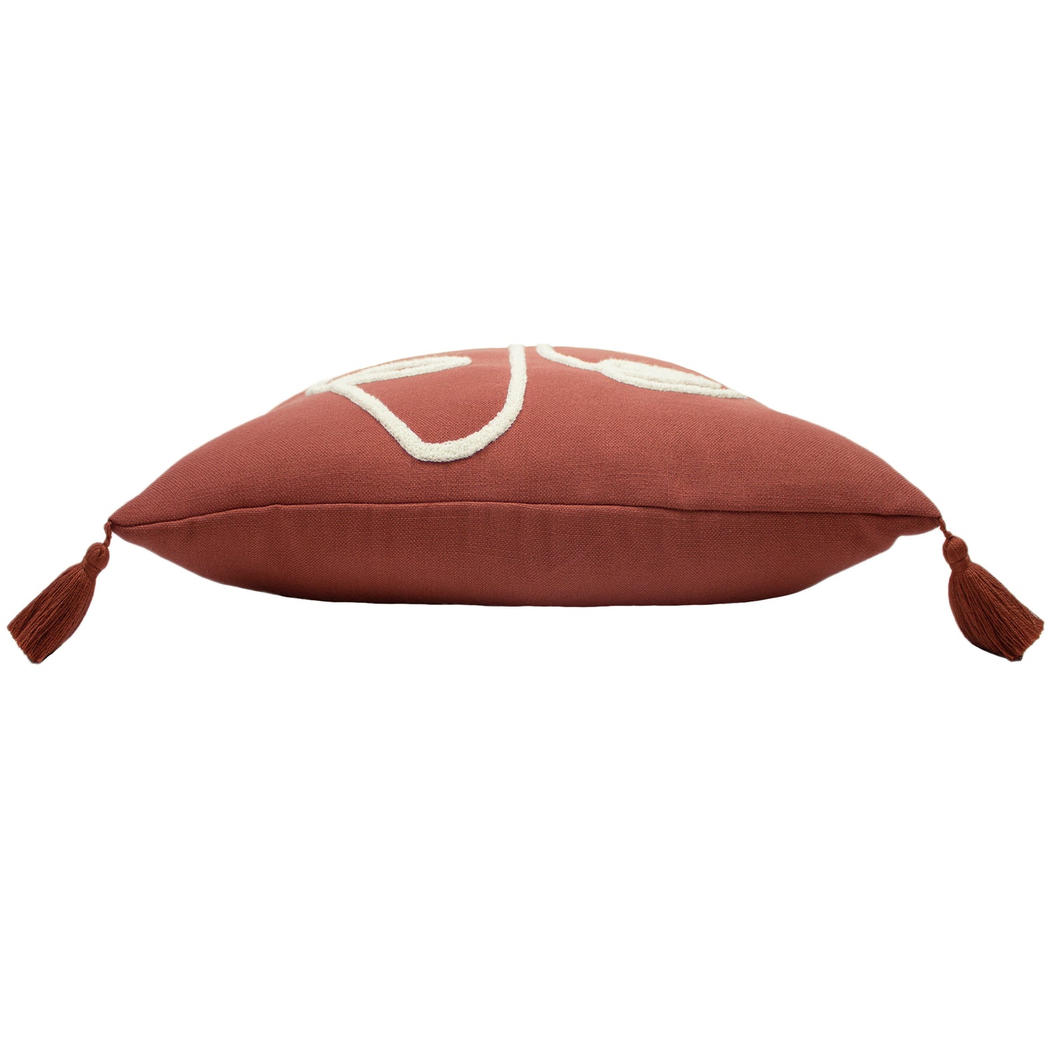 furn. Uno Face Tufted Tasselled 45cm x 45cm Filled Cushion Red Clay