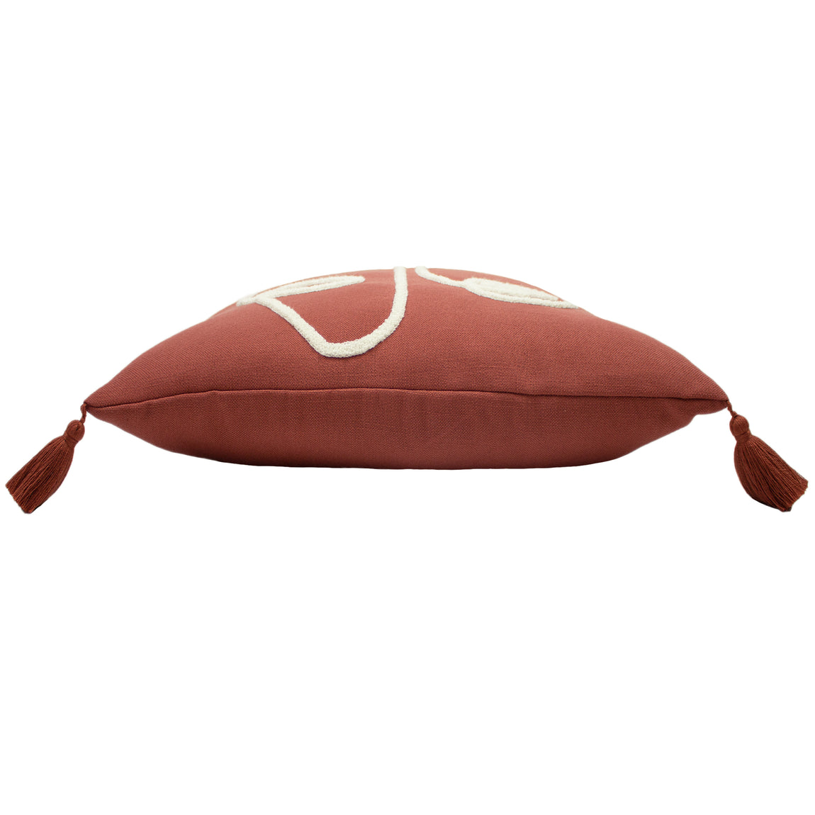 furn. Uno Face Tufted Tasselled 45cm x 45cm Filled Cushion Red Clay