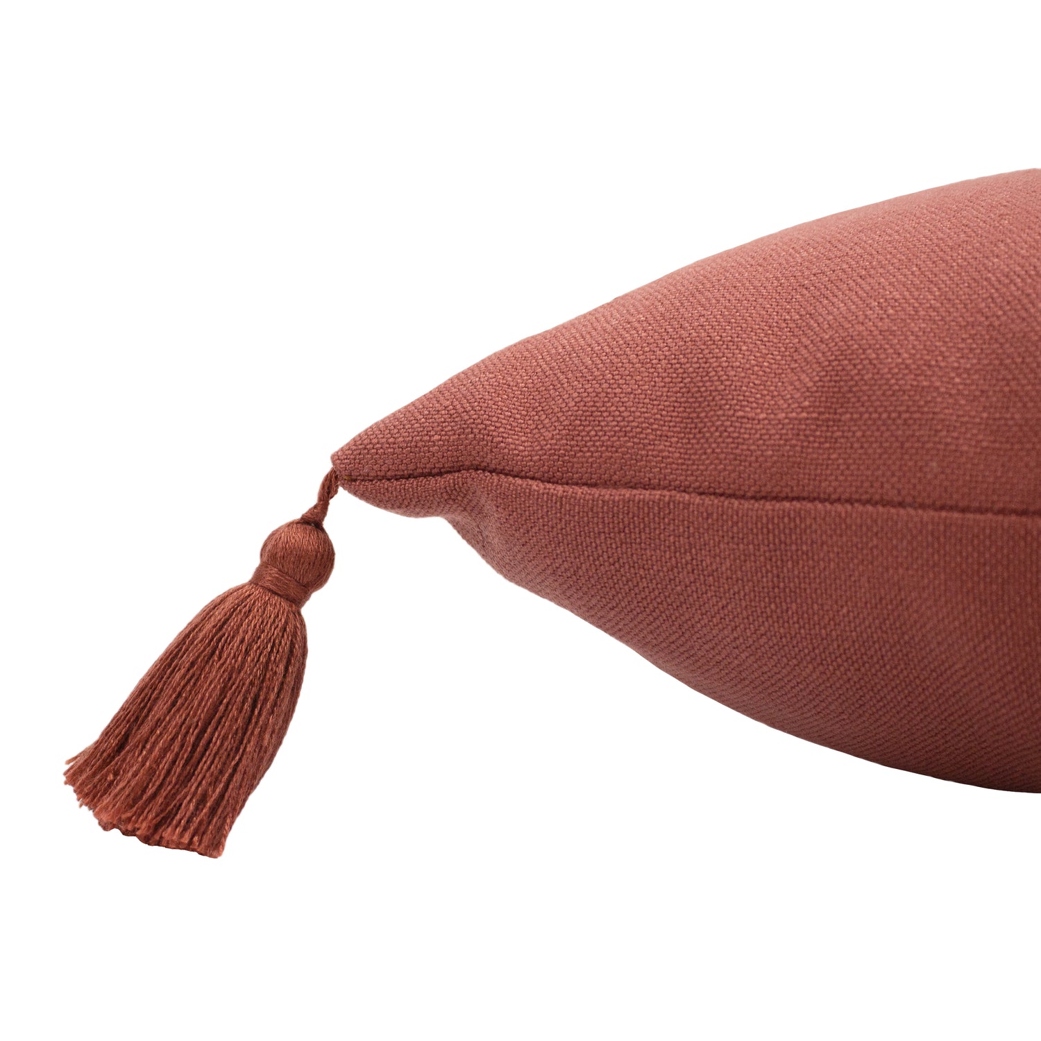furn. Uno Face Tufted Tasselled 45cm x 45cm Filled Cushion Red Clay