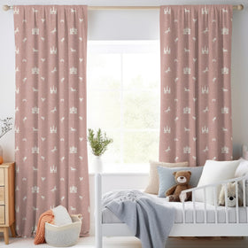 ANTE DECOR Castles And Unicorns Printed Cotton Made To Measure Curtains Pink