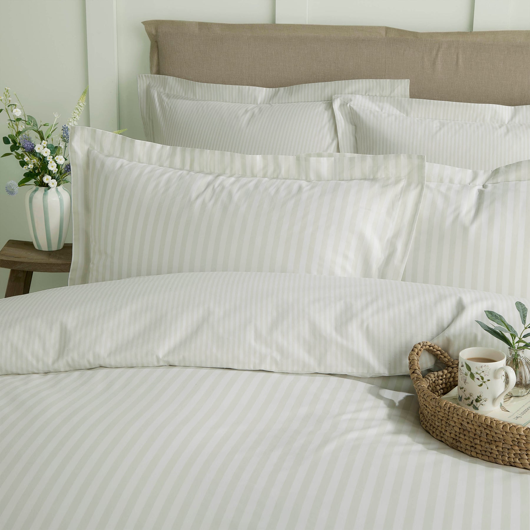 Sophie Allport Uppingham Stripe Duvet Cover Bedding Set Mint Green