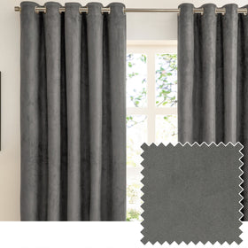 Furn Verso Reversible Suede Look Ready Made Eyelet Blackout Curtains Charcoal