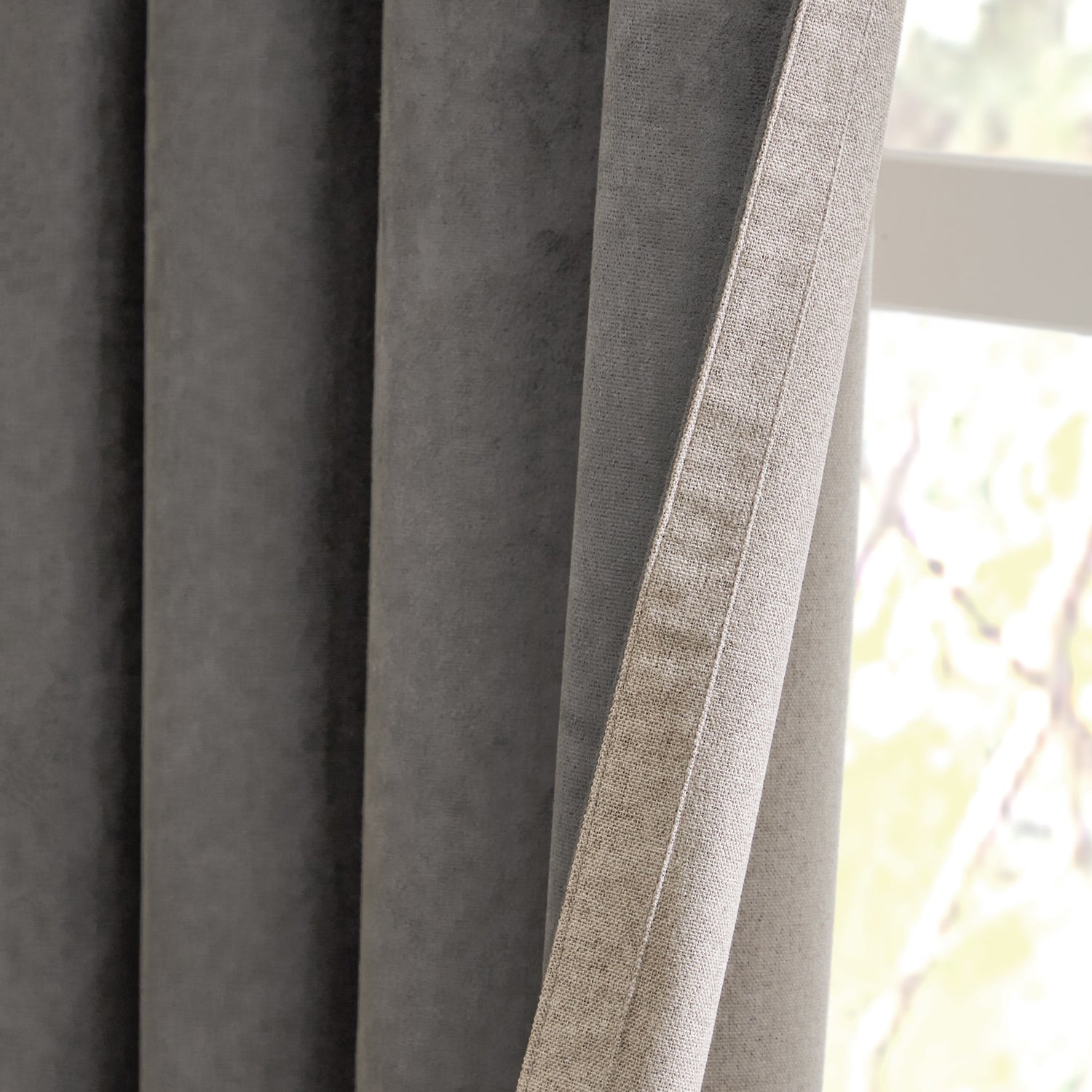 Furn Verso Reversible Suede Look Ready Made Eyelet Blackout Curtains Charcoal