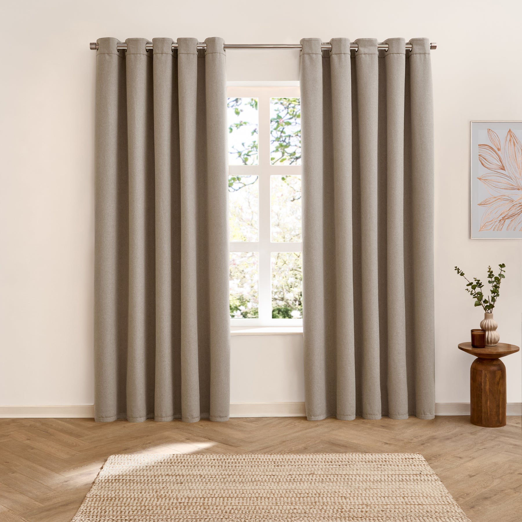 Furn Verso Reversible Suede Look Ready Made Eyelet Blackout Curtains Cinnamon