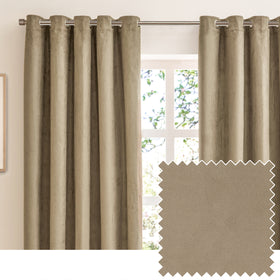 Furn Verso Reversible Suede Look Ready Made Eyelet Blackout Curtains Mocha