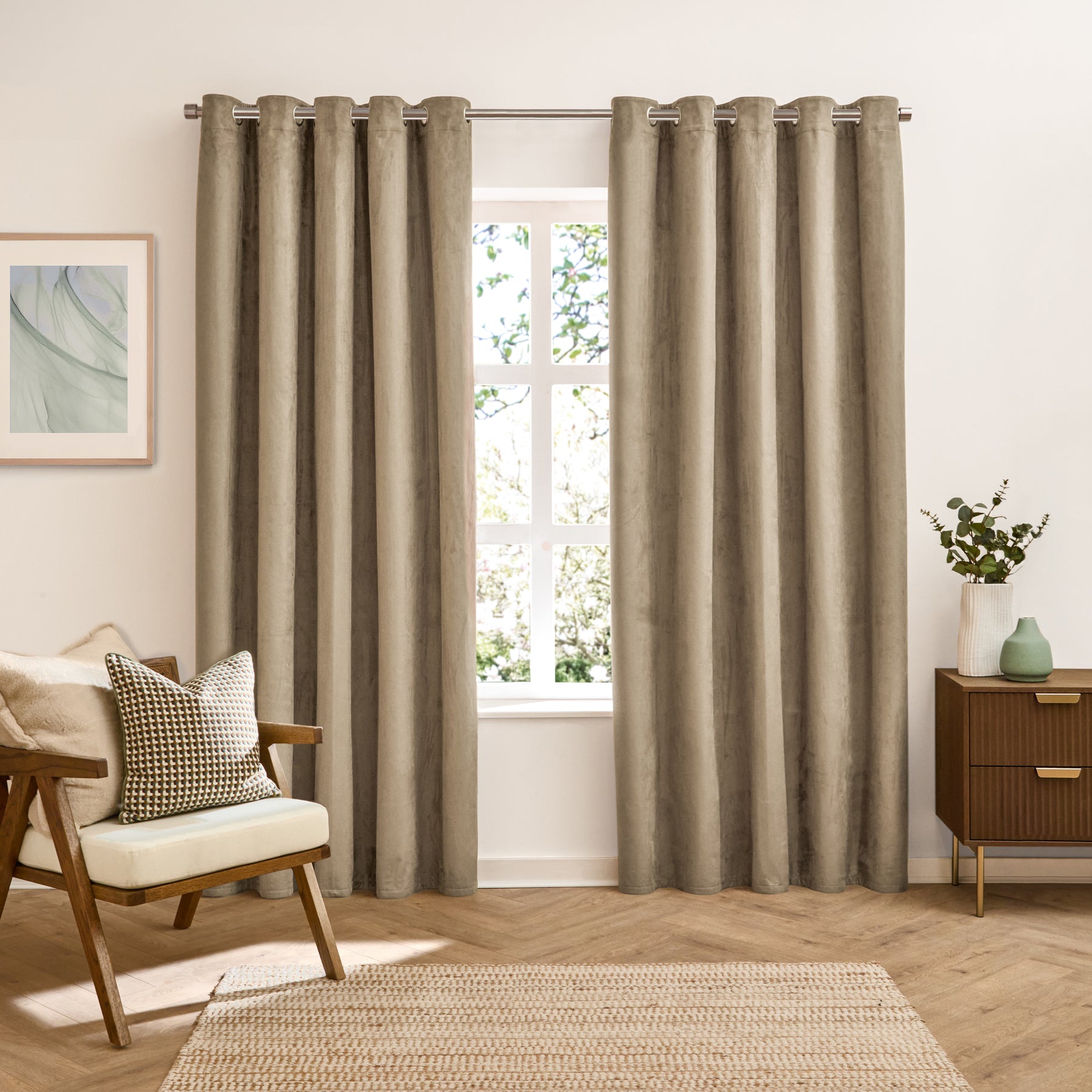 Furn Verso Reversible Suede Look Ready Made Eyelet Blackout Curtains Mocha