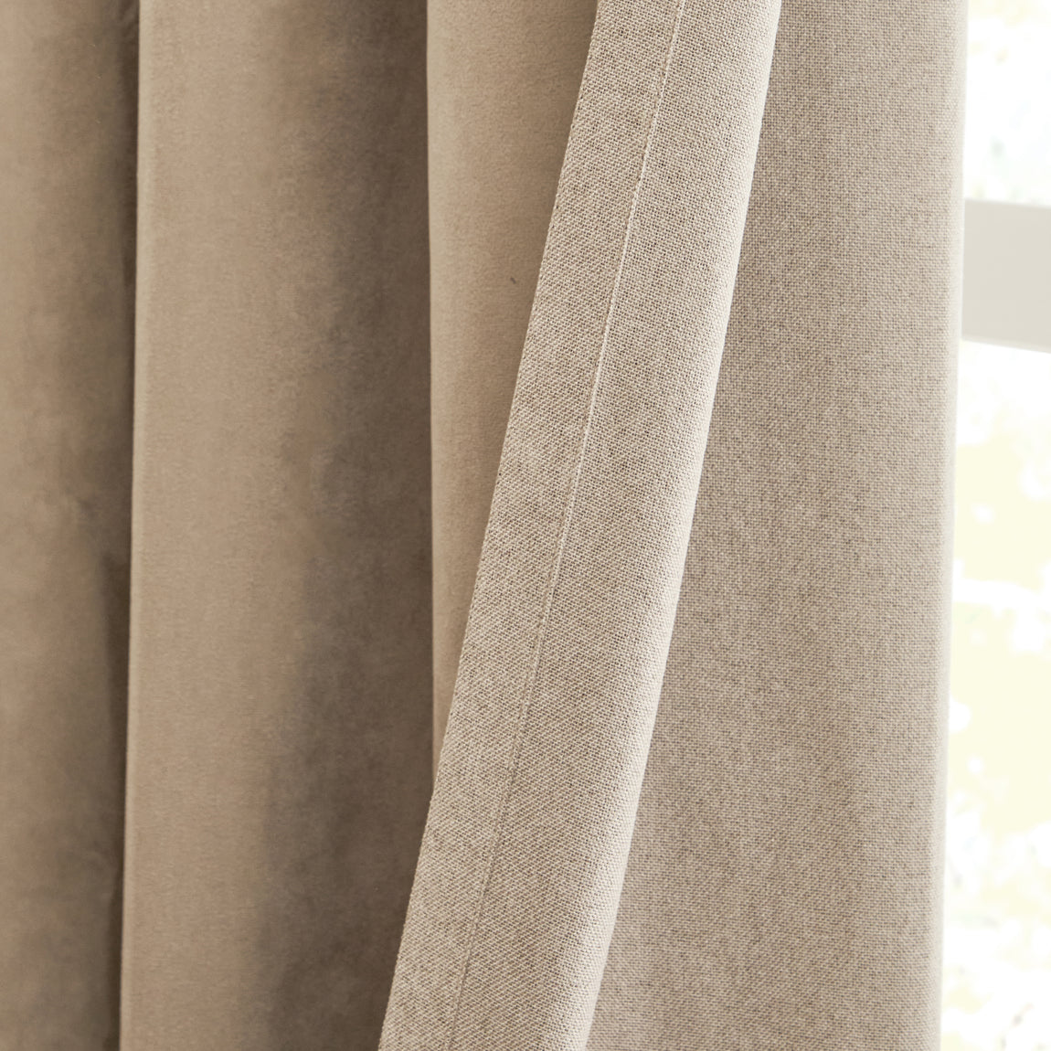 Furn Verso Reversible Suede Look Ready Made Eyelet Blackout Curtains Mocha