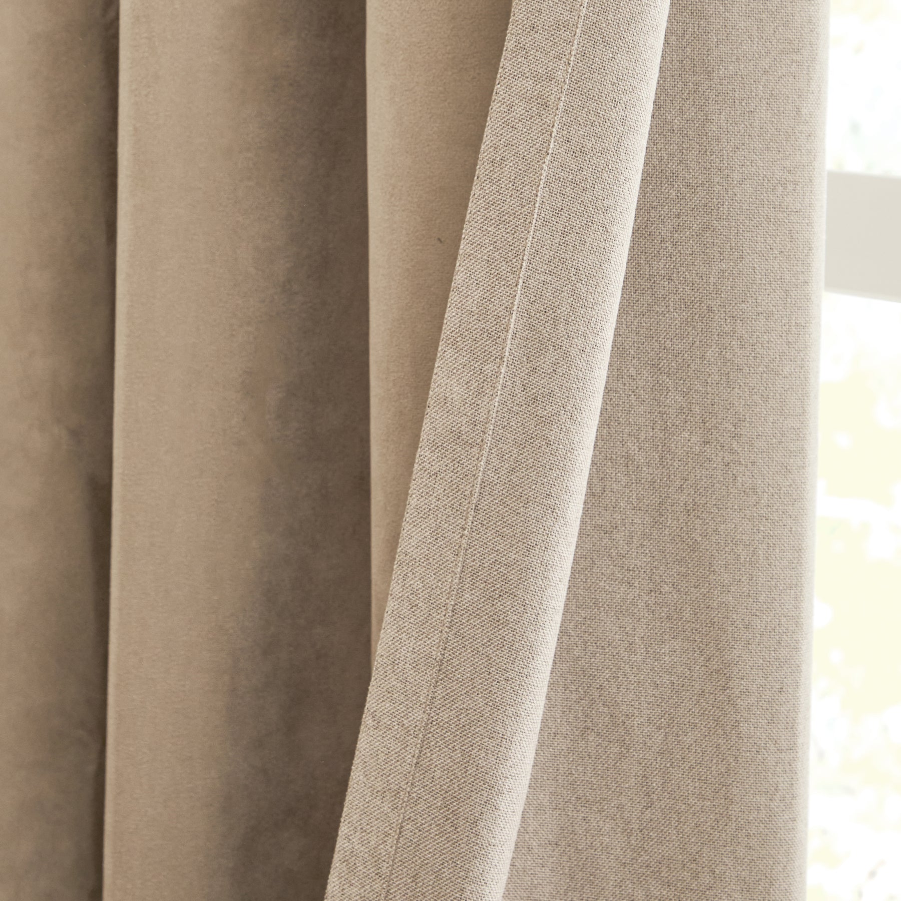 Furn Verso Reversible Suede Look Ready Made Eyelet Blackout Curtains Mocha