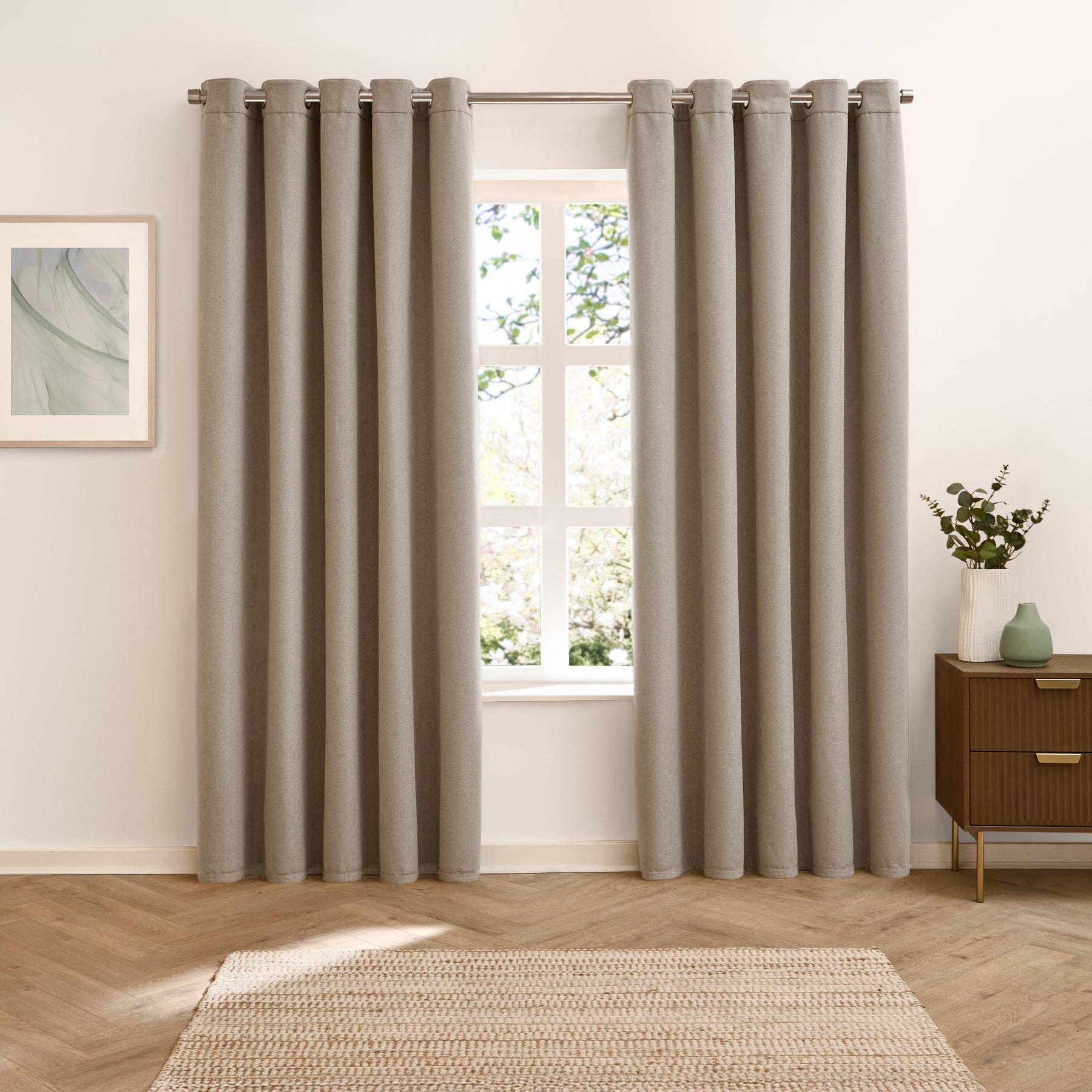 Furn Verso Reversible Suede Look Ready Made Eyelet Blackout Curtains Mocha