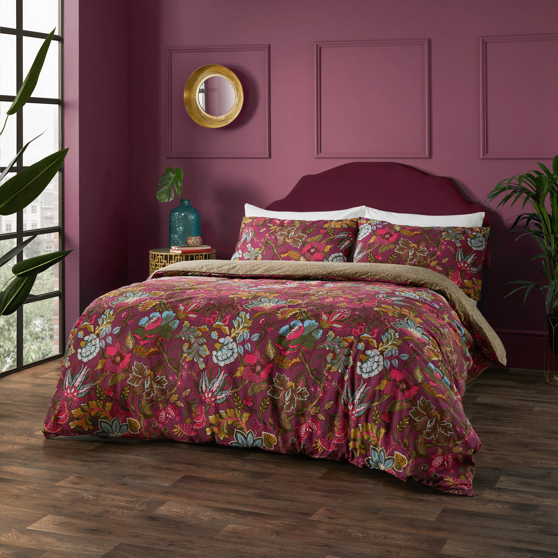 Viranai Exotic Floral Duvet Cover Bedding Set Lake Cerise