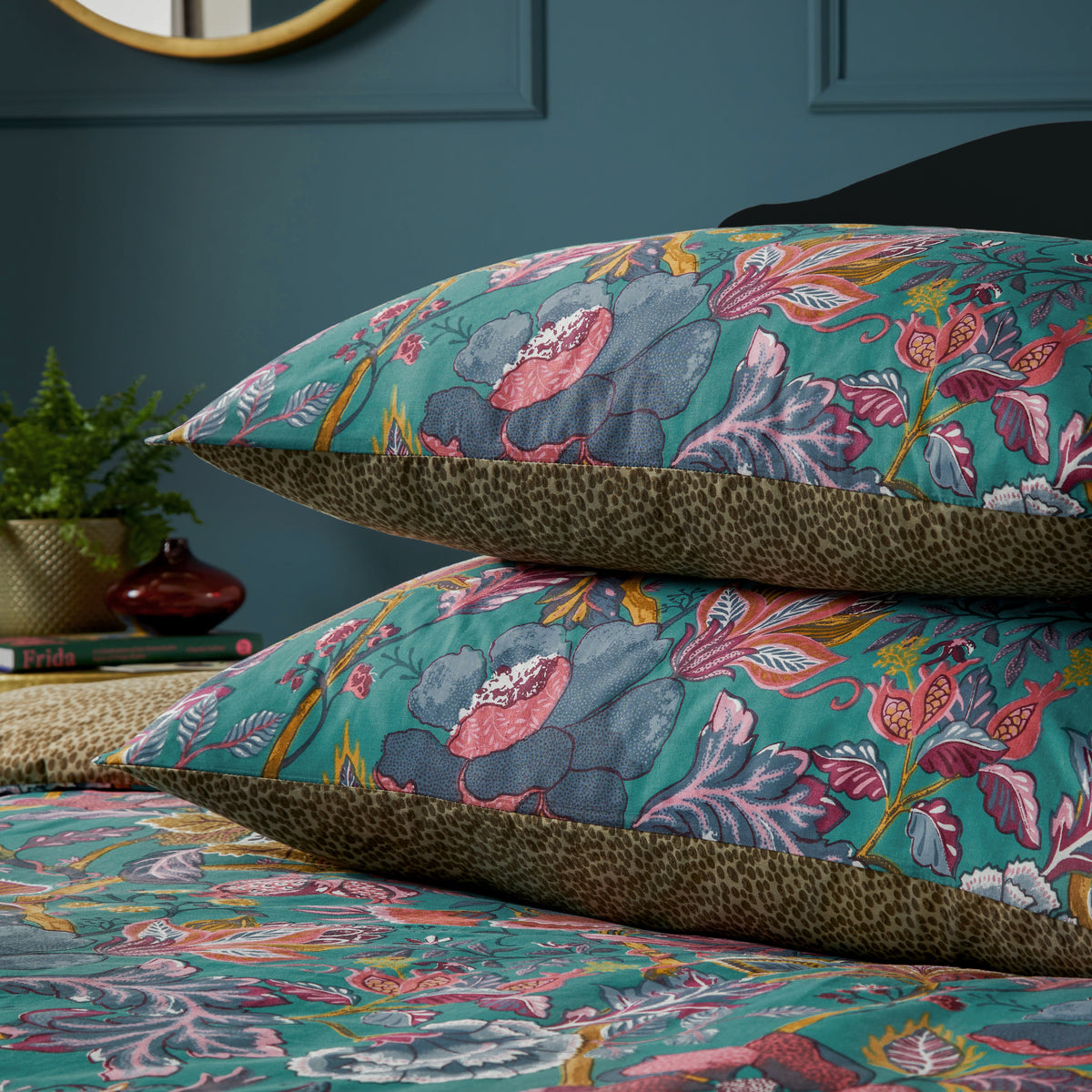 Viranai Exotic Floral Duvet Cover Bedding Set Lake Blue