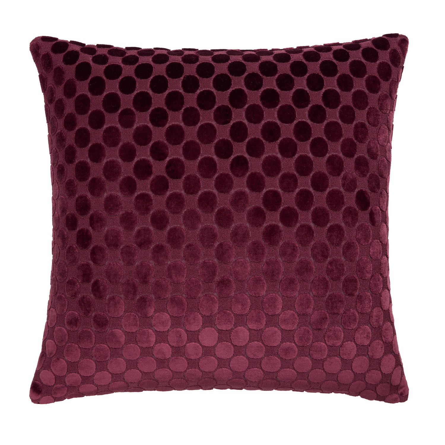 Soiree Velvet Spot Jacquard 43cmx43cm Filled Cushion Burgundy