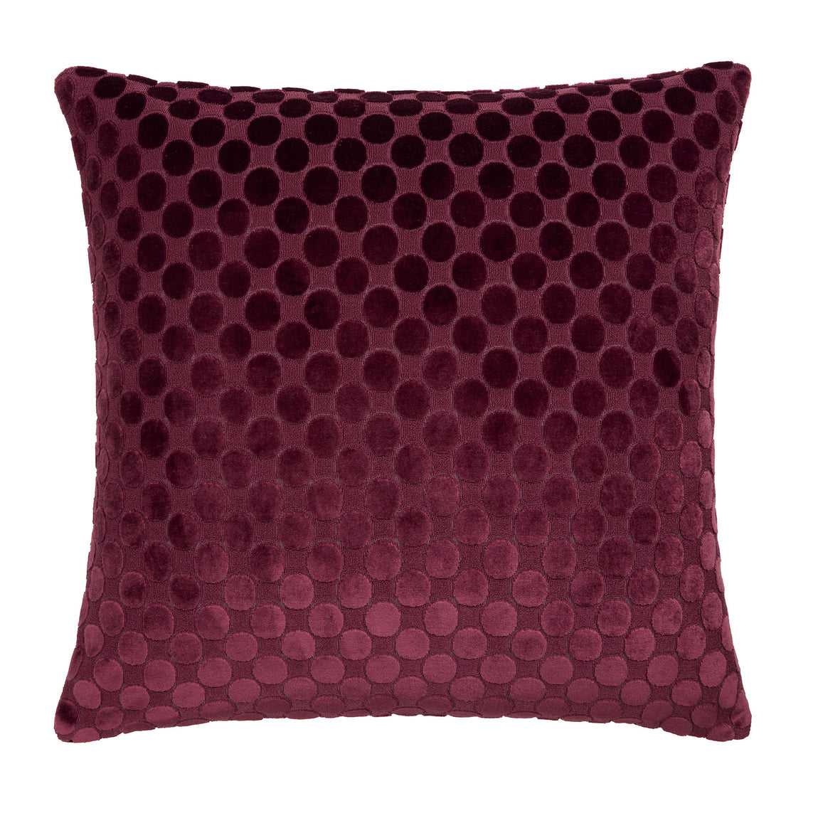 Soiree Velvet Spot Jacquard 43cmx43cm Filled Cushion Burgundy