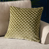 Soiree Velvet Spot Jacquard 43cmx43cm Filled Cushion Green