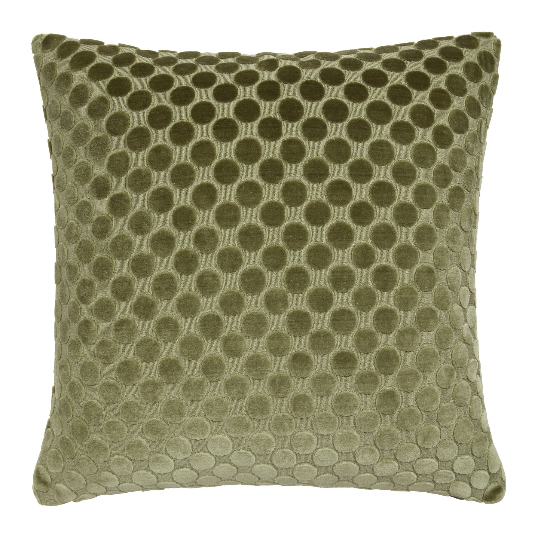 Soiree Velvet Spot Jacquard 43cmx43cm Filled Cushion Green