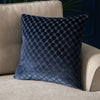Soiree Velvet Spot Jacquard 43cmx43cm Filled Cushion Navy