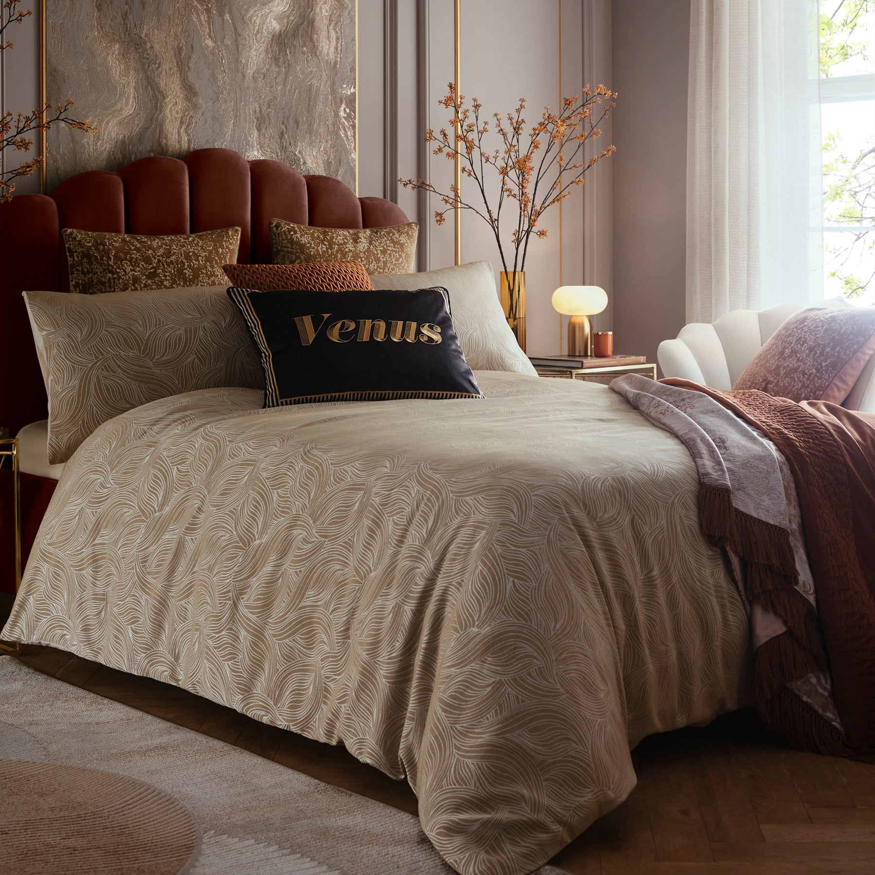 Laurence Llewelyn-Bowen Venus Grace Duvet Cover Bedding Set Natural