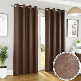 Vogue Triple Weave Ready Made Eyelet Blockout Curtains Chocolate